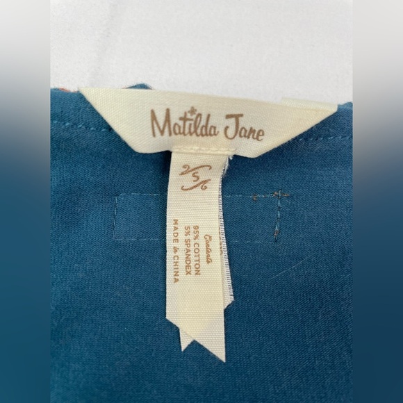 Matilda Jane Reunion Wrap Dress Teal Ruffle Trim Size Small - Picture 5 of 8